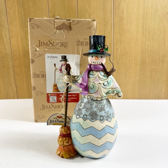 Jim Shore Nice To Snow You Regal Snowman with Broom In Box With Tag Christmas - Picture 1 of 8